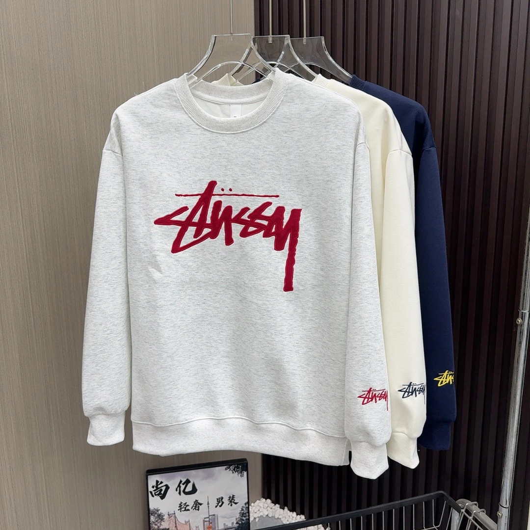 尚亿225秋季新款时尚潮流刺绣百搭圆领卫衣长袖宽松卫衣