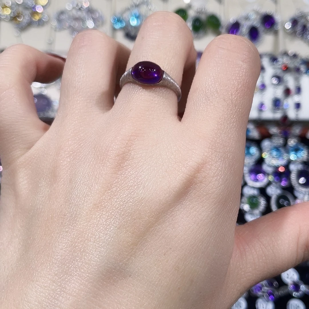 紫晶戒指银S925镶嵌戒指
