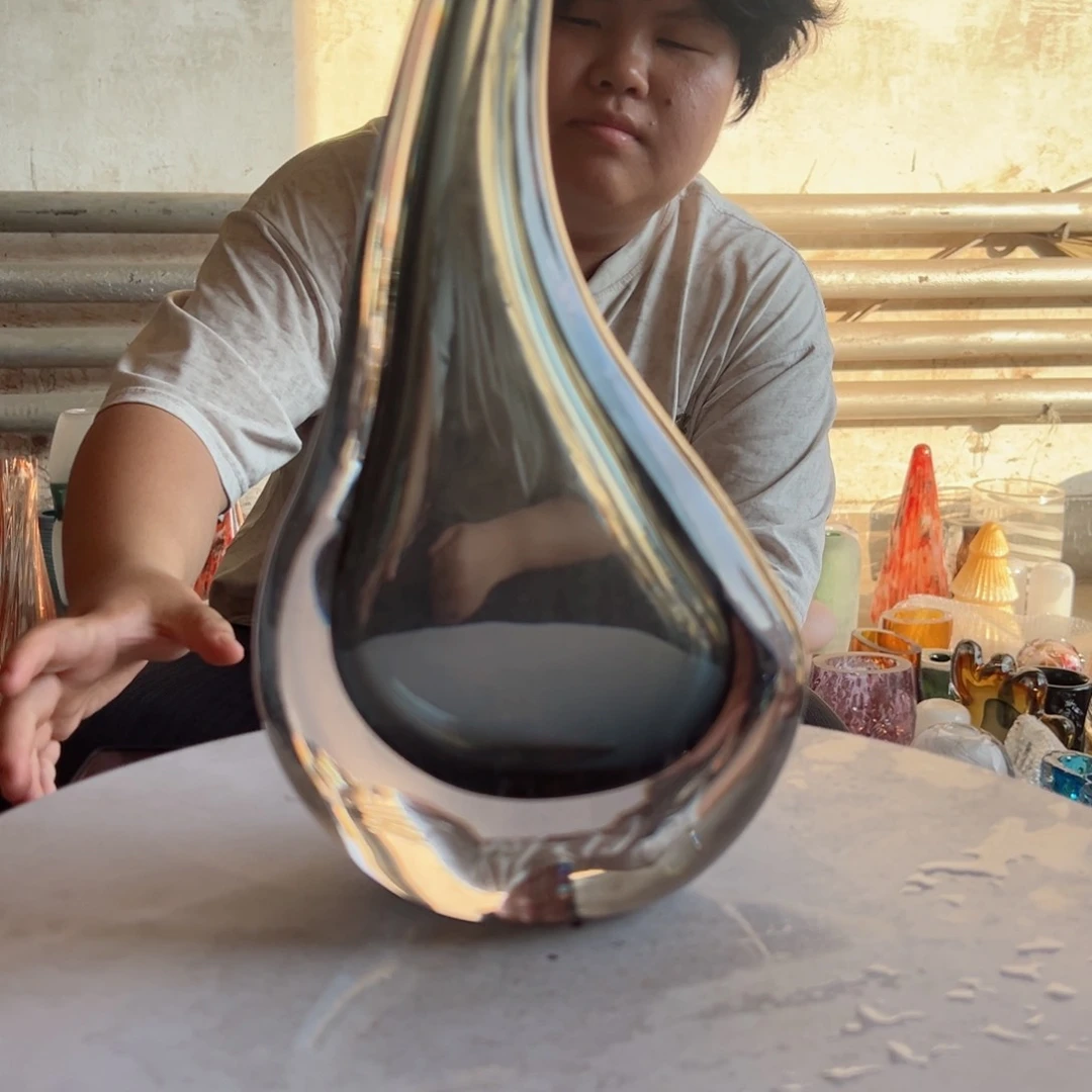 灰色高度30琉璃花器摆件微瑕