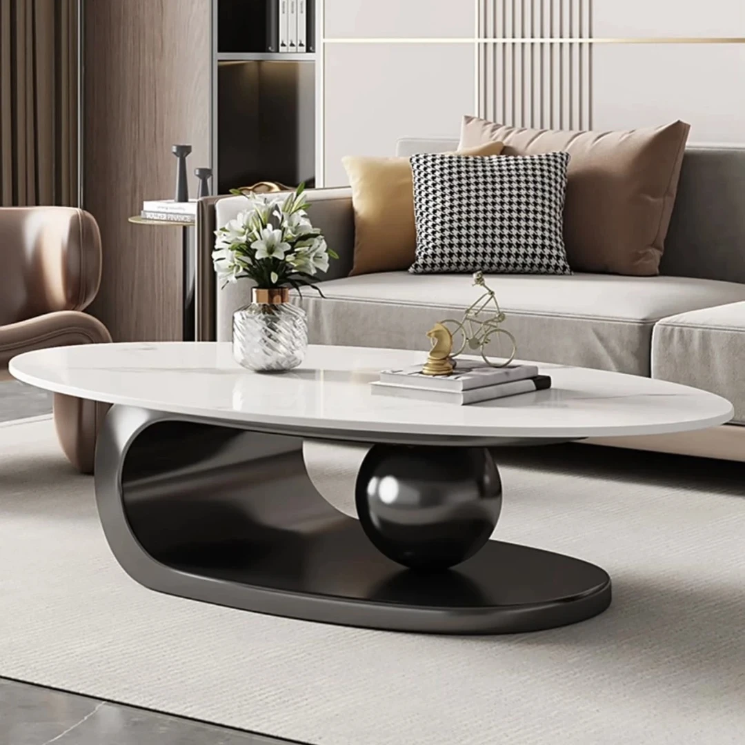 奶油风异形创意茶几现代简约客厅家用轻奢高档小户型大气岩板茶几