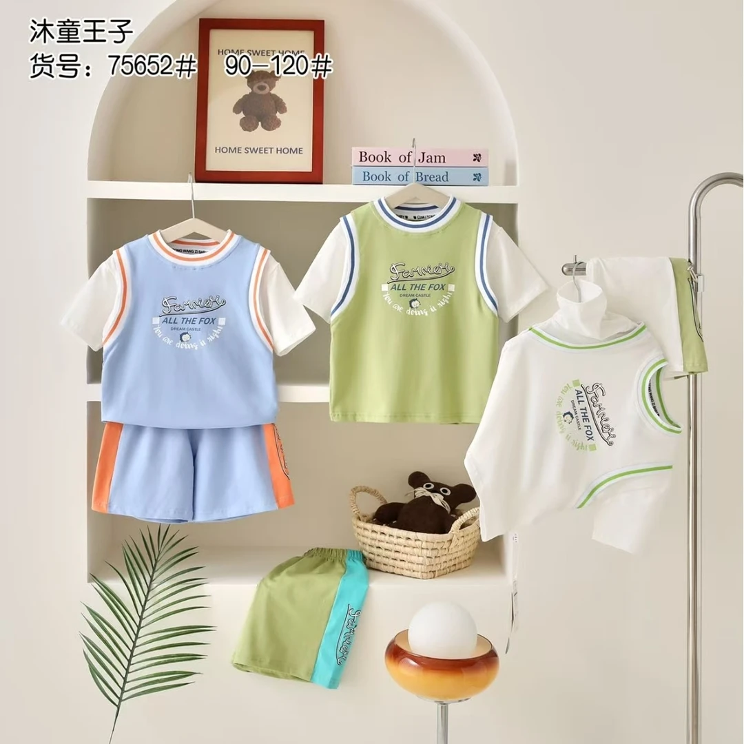 夏季卡通短袖短裤套装75652