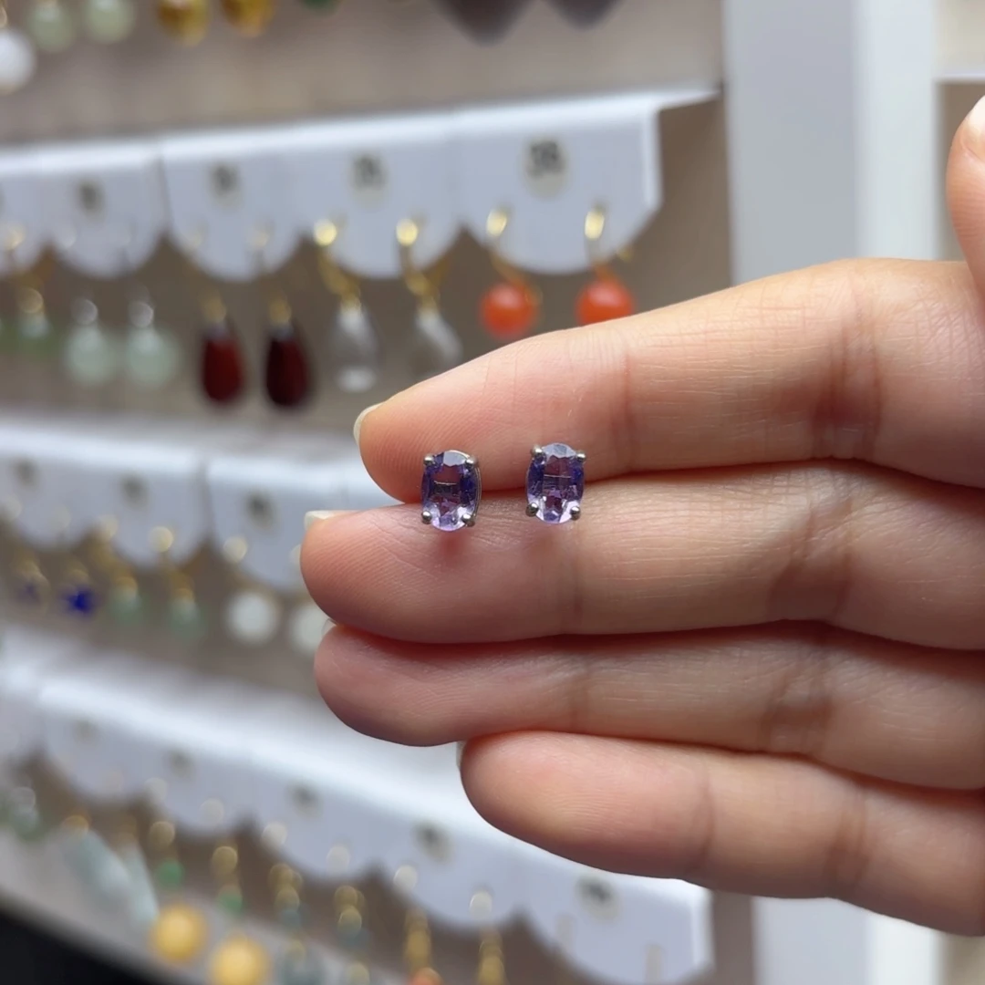 银S925镶嵌耳饰紫晶