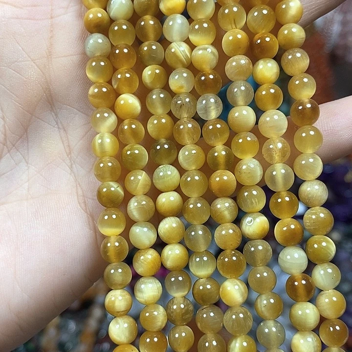 玛瑙/玉髓未镶嵌珠宝半成品A级天然金虎卡6mm