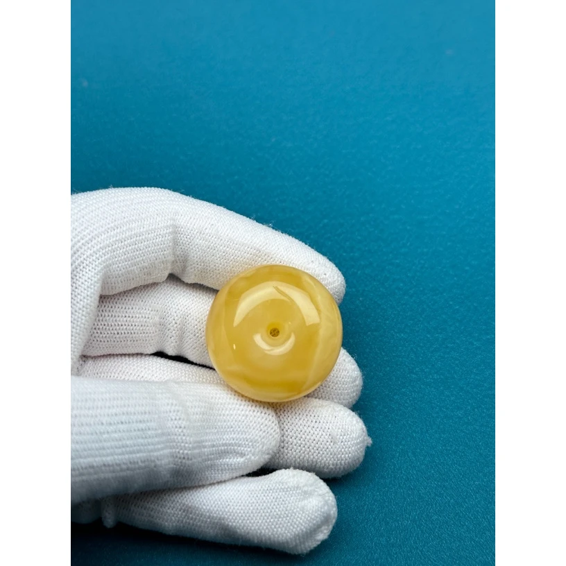 M4448天然原矿蜜蜡 鸡油黄妖花平安扣 30.5*15m抖音基地质检发货