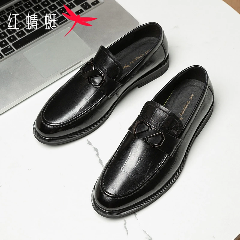 红蜻蜓皮鞋男2025春季新款商务正装真皮软底男鞋百搭男士休闲鞋子