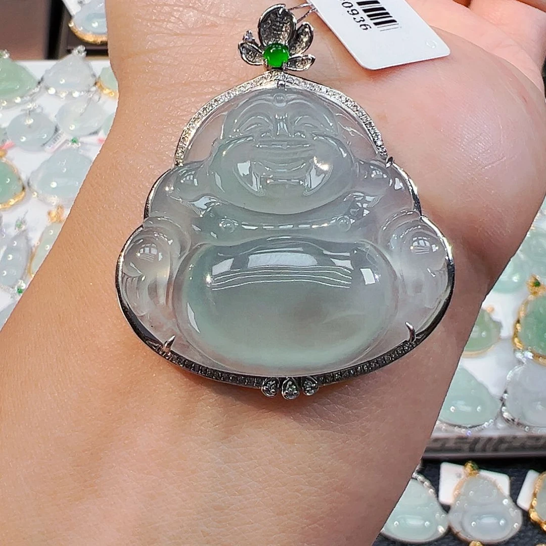 项链18K金镶嵌翡翠佛公