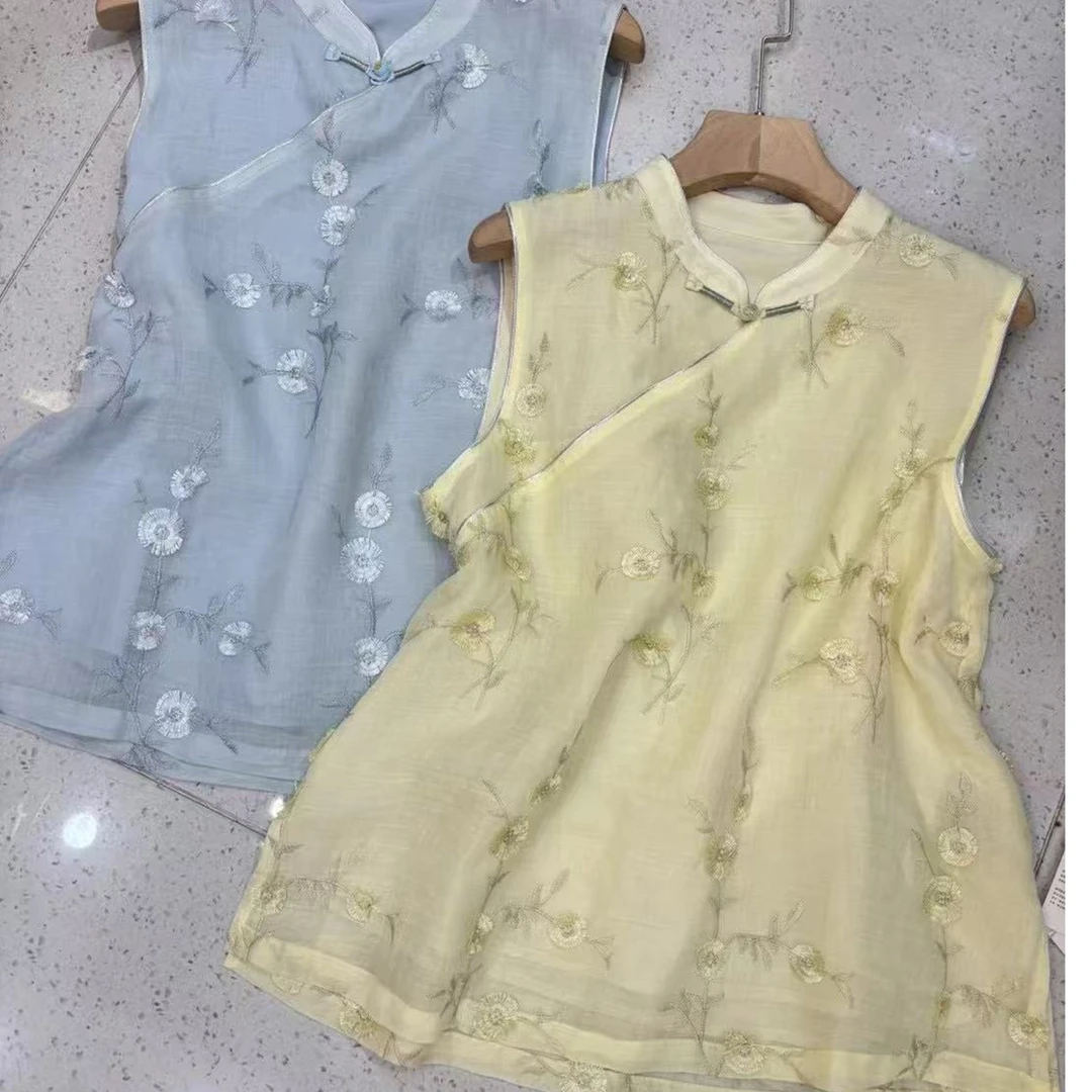 宝丹尼苎麻马甲夏季新款