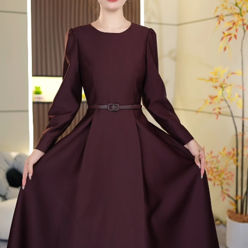 【上新定制255029】 S-XL 2025秋冬新款女装简约法式轻奢长袖连衣裙