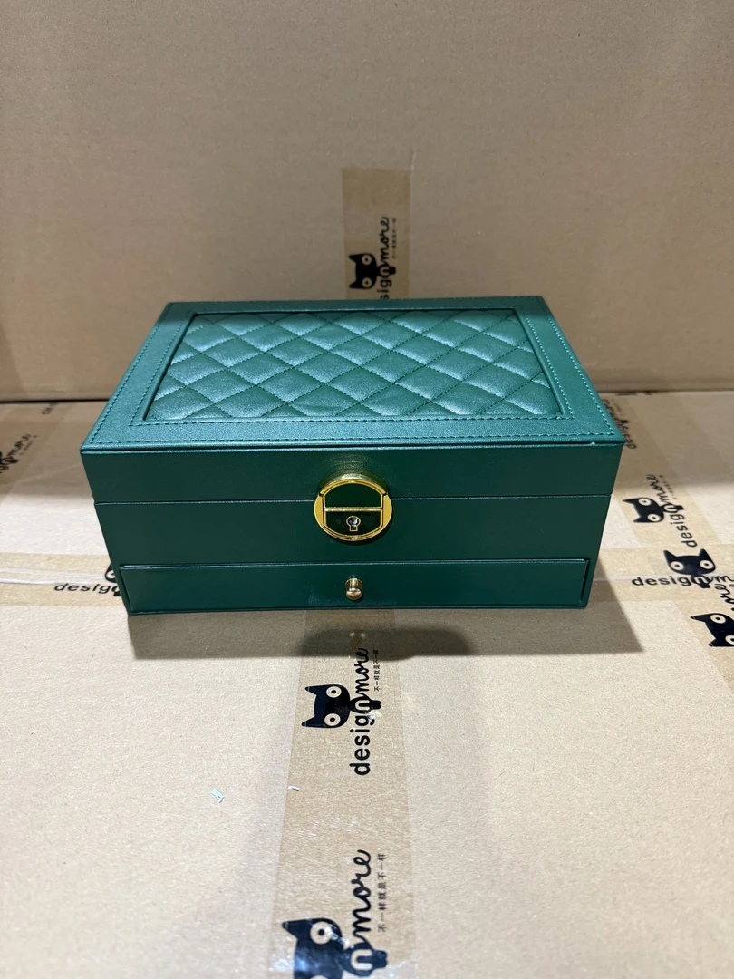 首饰盒/箱 首饰箱耳环皮质轻奢首饰盒时尚欧式收纳盒