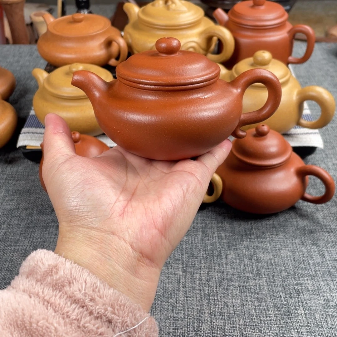 紫砂茶壶红降坡仿古全手40目210