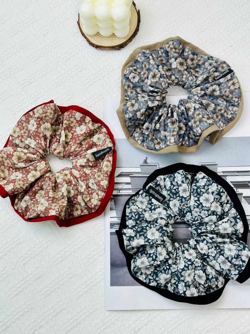 2025新款韩式韩版大肠发圈小碎花秋冬少女复古ins清新发绳发圈