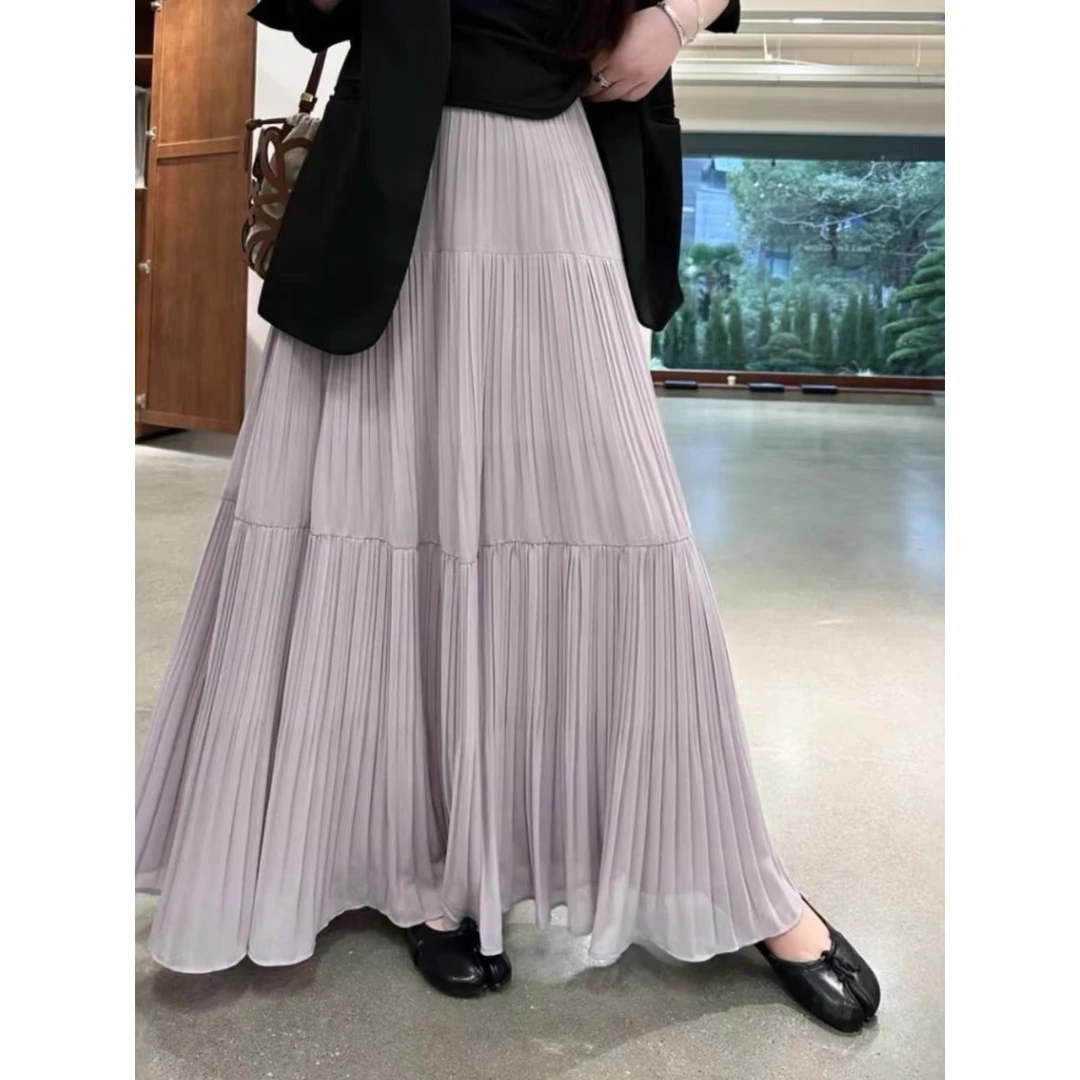 思思大码女装海岛玩家氛围感压褶大裙摆半身裙