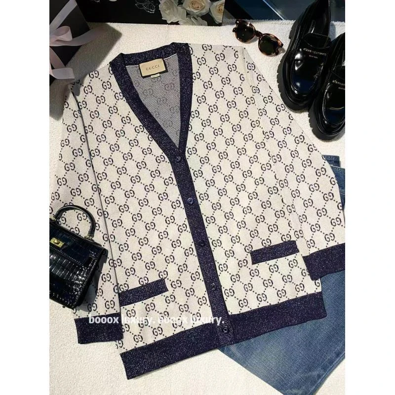 95新 GUCCI/古驰  zz538 棉 老花满印gg开衫 L码