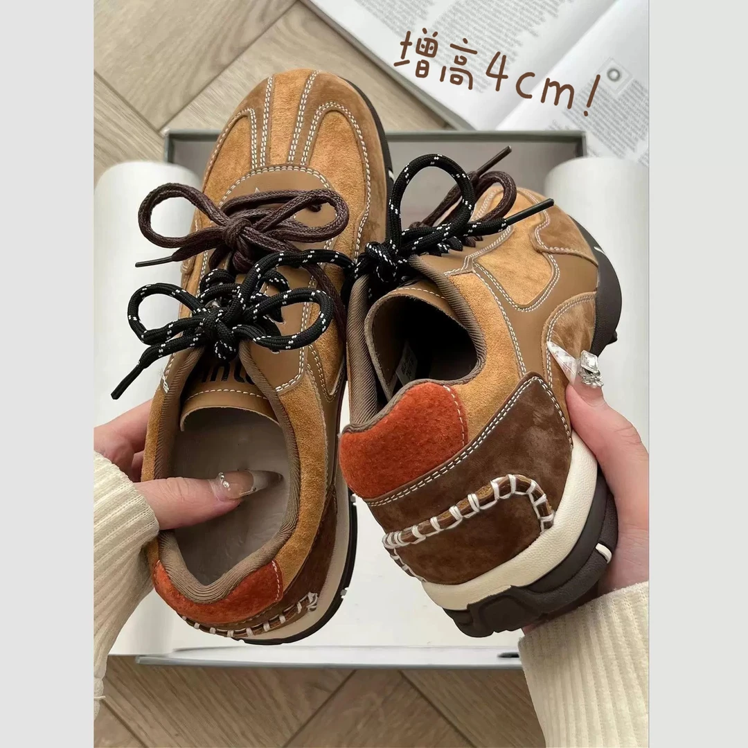 【Whoopi】【复古德训鞋】厚底内增高小心机德训鞋撞色百搭休闲鞋