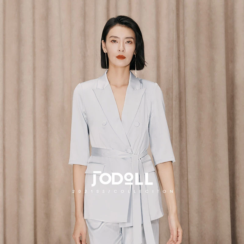 JODOLL乔顿女装休闲中袖醋酸料气质套西下装N113V00025-61