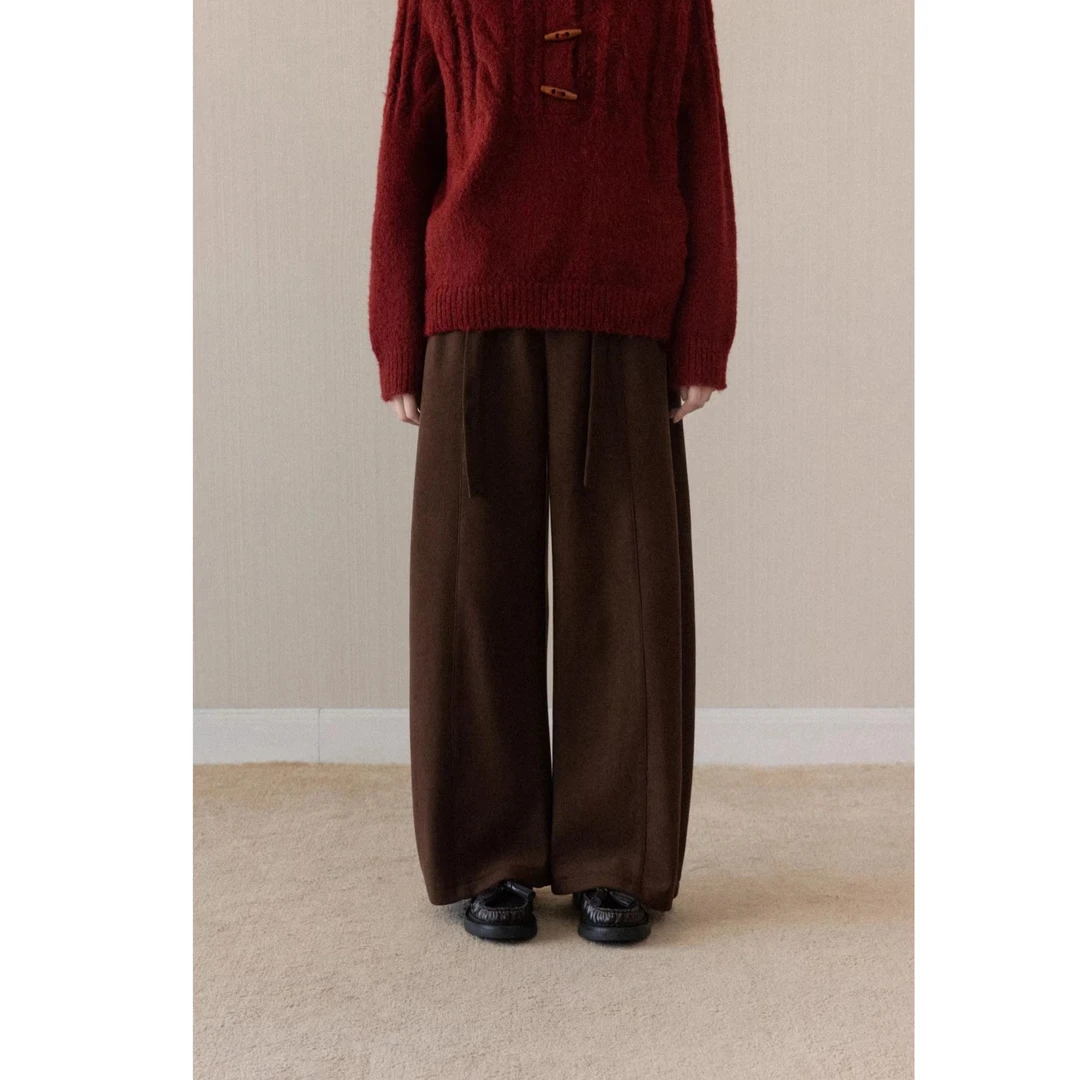 羊城故事-加绒加厚款宽松阔腿裤高腰休闲裤女冬Y51256084