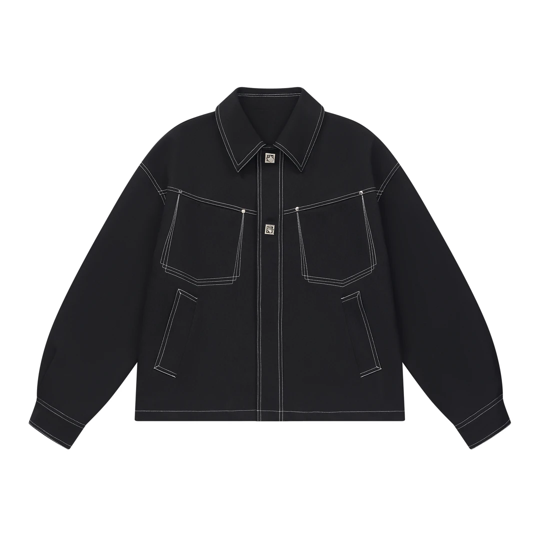 夹克男秋季明线设计感上衣简约百搭休闲时尚夹克外套