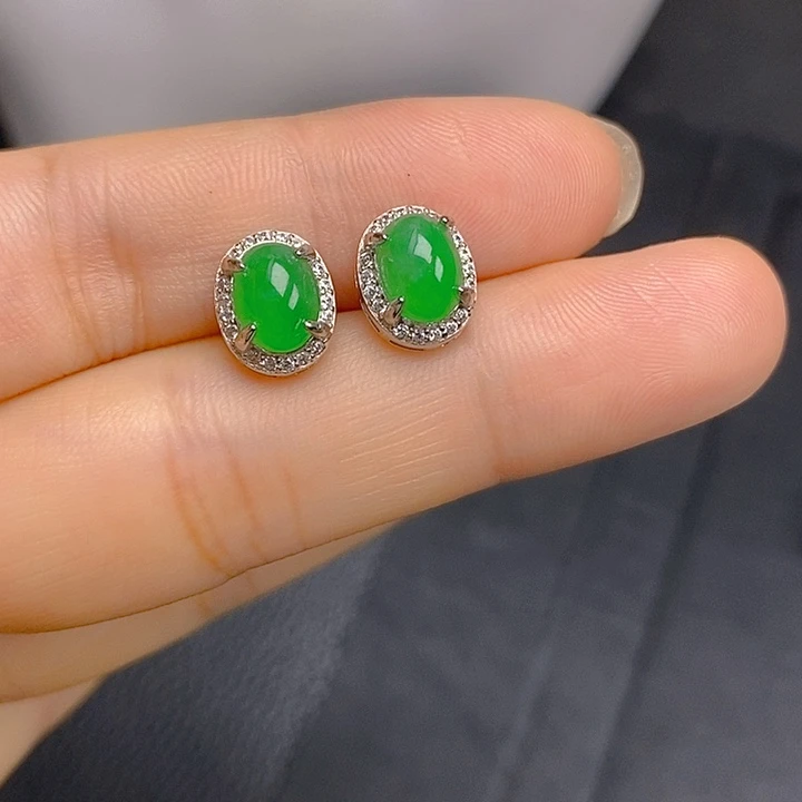 翡翠银S925镶嵌耳饰
