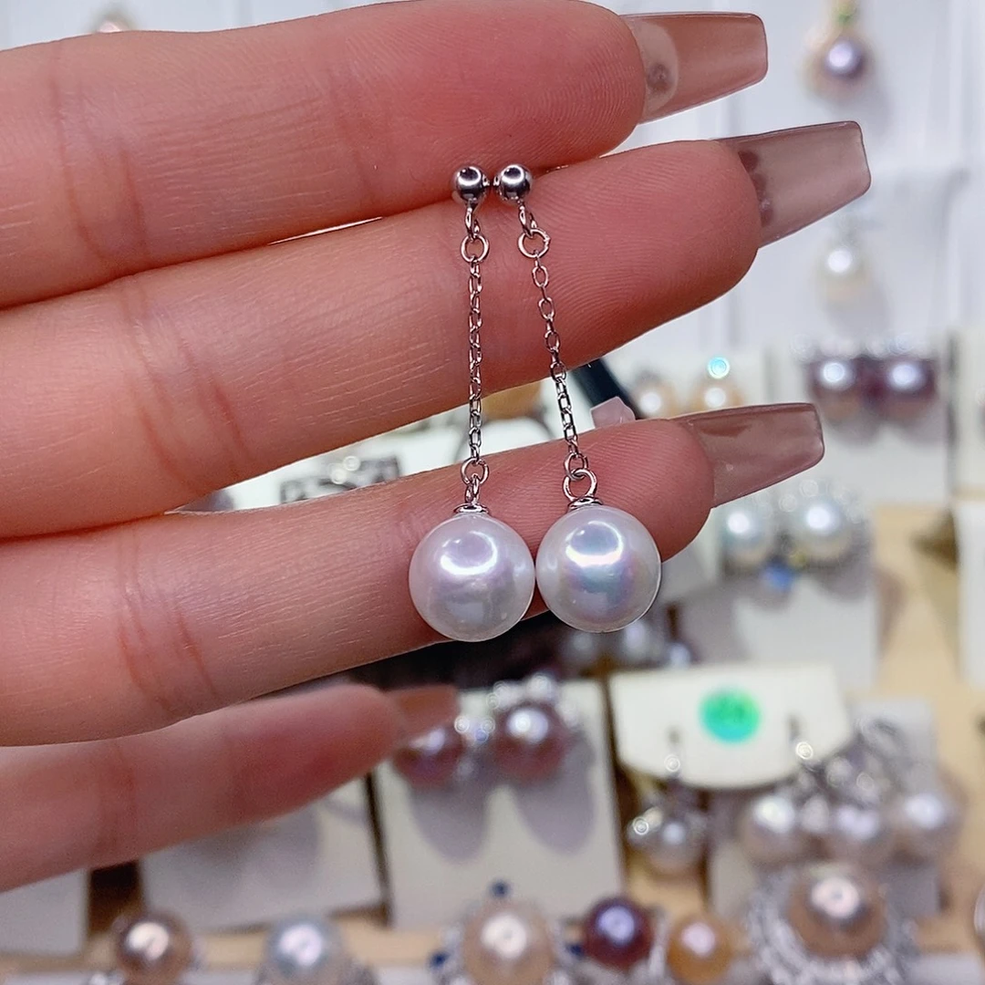 银S925镶嵌耳饰淡水珍珠