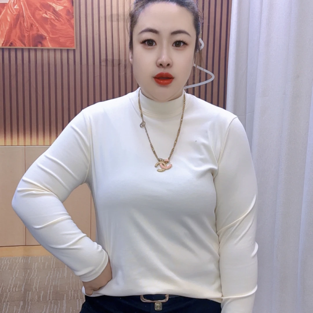 新款秋冬季显瘦胖MM遮肉百搭时尚半高领修身打底衫