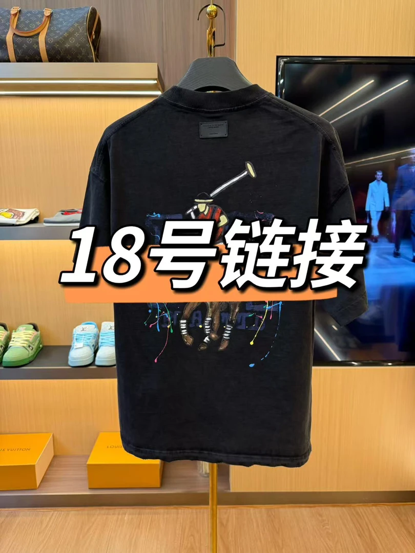18号【1110】劳手绘夏季新款男女同款圆领短袖T恤