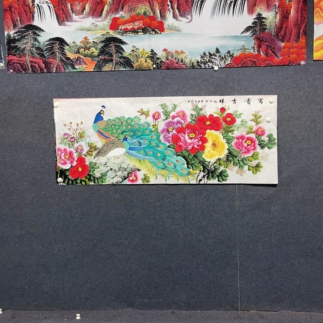 国画小六尺花鸟一副