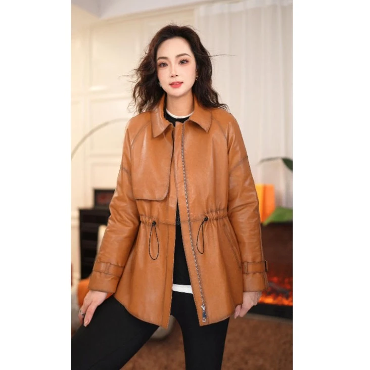 新款进口真皮绵羊皮中长款可脱卸鹅绒活里活面内胆外套羊皮皮衣女