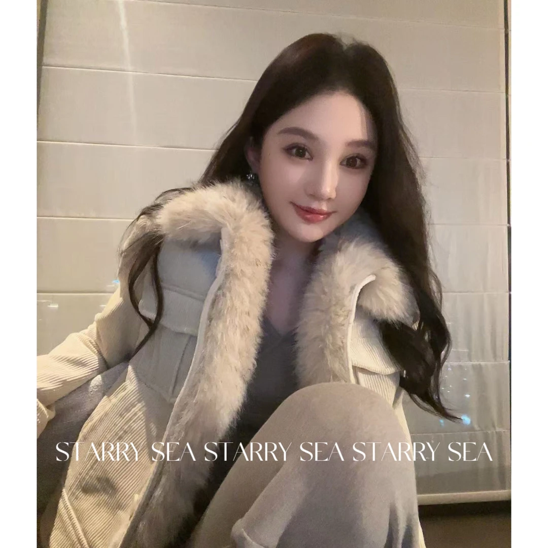 P P琥珀胶卷 老钱风100匹马棉灯芯绒拼接毛毛夹克短外套#PP0382SY