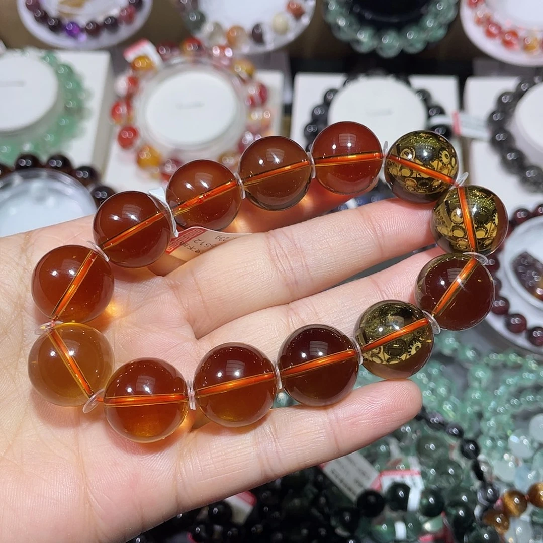水晶手链未镶嵌黄水晶金红料手串