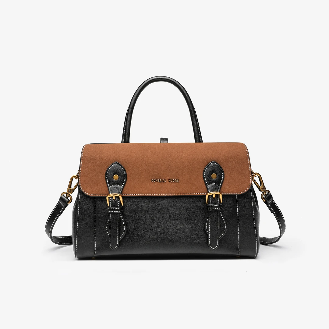 25857复古拼色双面翻盖剑桥包27*18*11CM