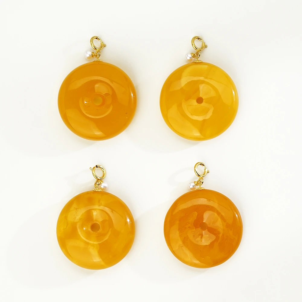 【岁岁安】18K蜜蜡平安扣百搭吊坠（多样性发货数量一件）44220