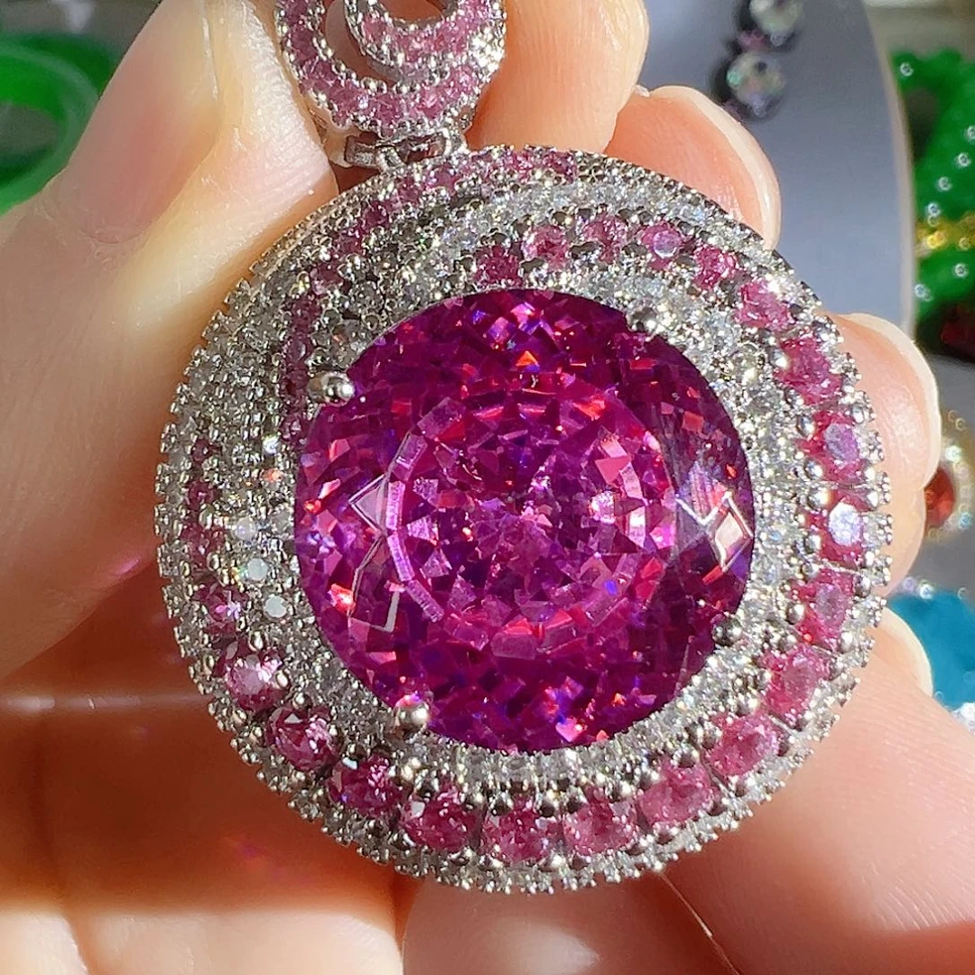 花岗石钨合金红色蓝色吊坠