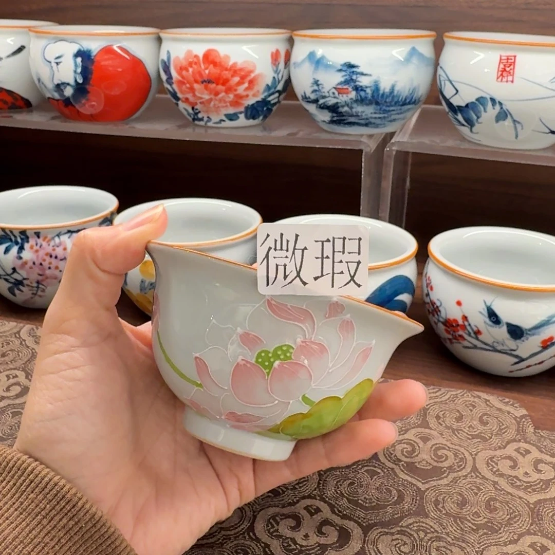 釉下手绘茶具微瑕