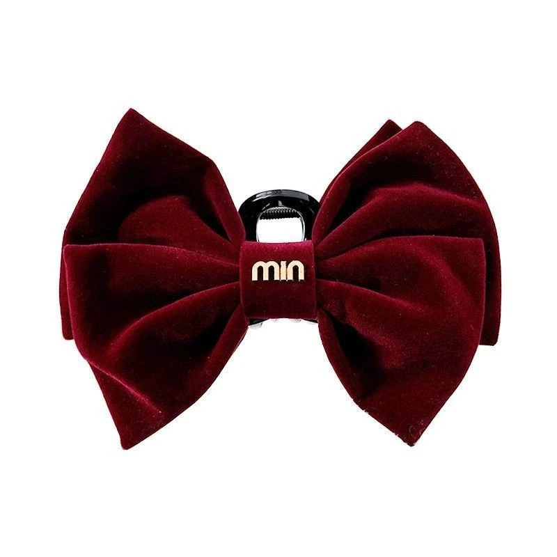 新年红色在逃公主饰黑色双面大蝴蝶结抓夹气质鲨鱼发夹女脑勺