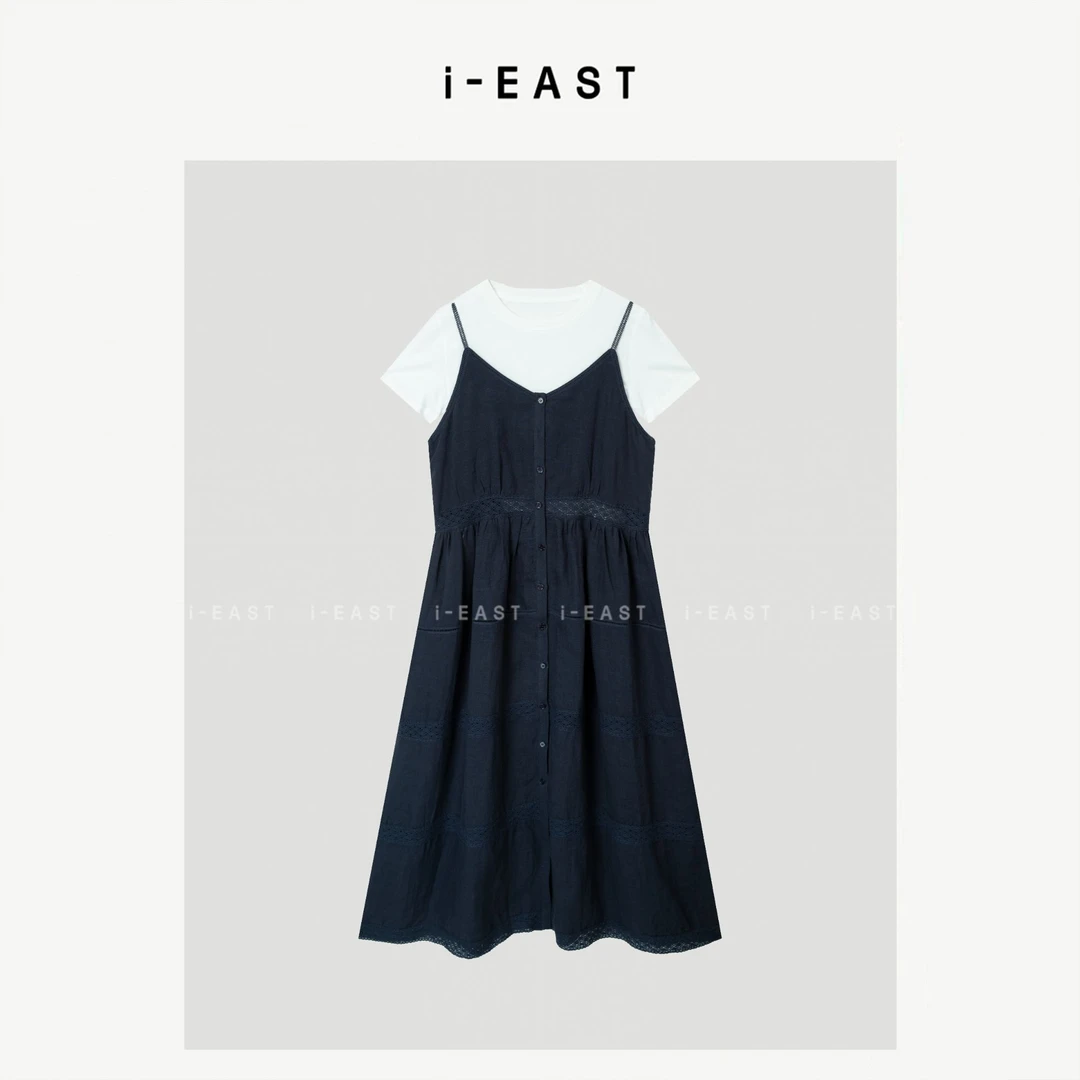 i-EAST 女王可可~抹胸设计感吊带连衣裙-5X Q13778