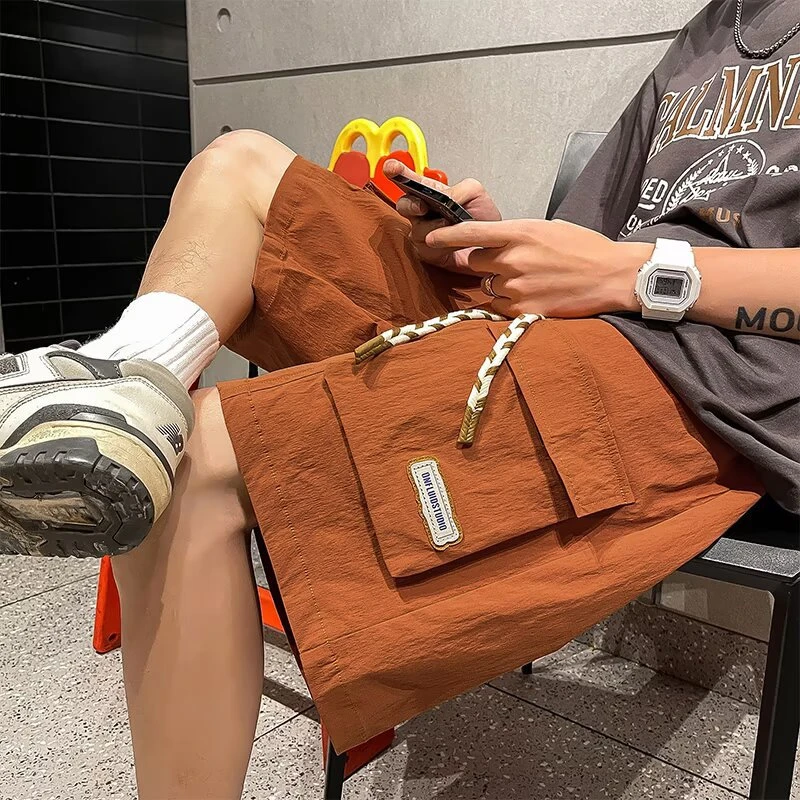 高品质工装速干男士夏日薄款宽松直筒酷帅风五分休闲中裤潮流