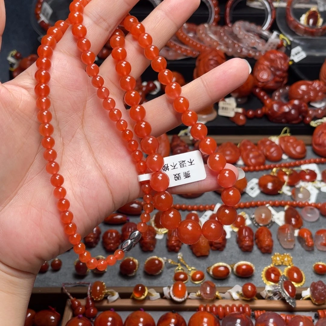南红玛瑙未镶嵌冰红塔链