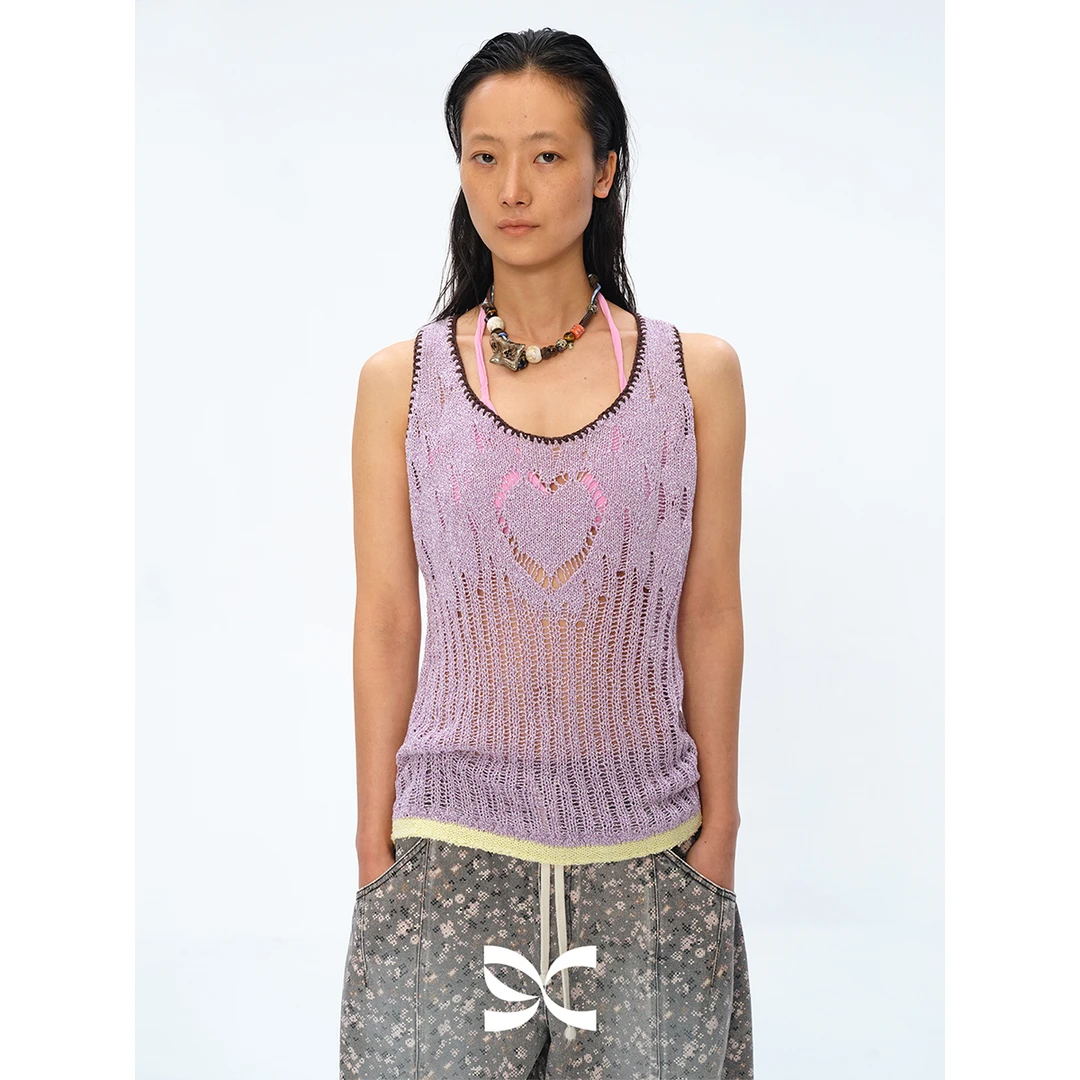 Square Circle 方圆方圆设计感多巴胺桃心镂空渐变针织背心吊带