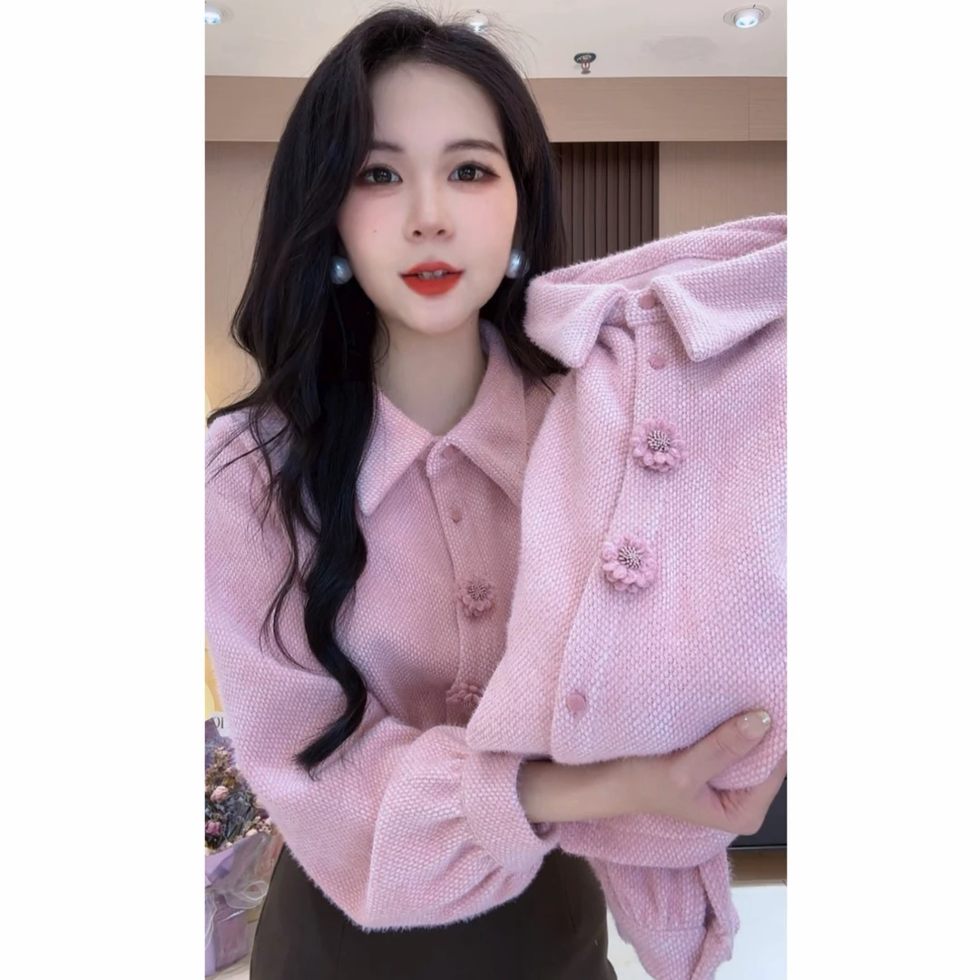 港风复古高级感显瘦女士上衣衬衫春季流行洋气小衫