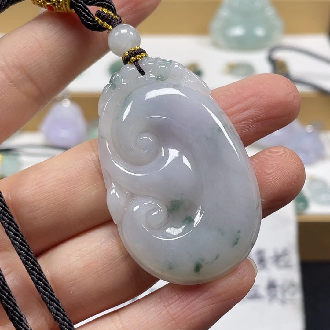 翡翠未镶嵌颈饰天然翡翠如意吊坠一件18号