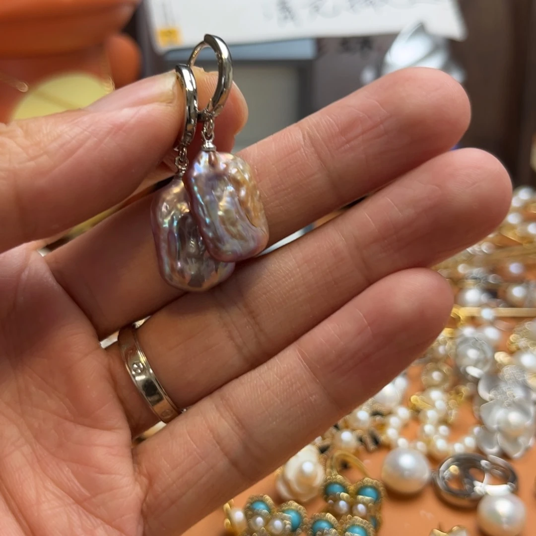 淡水珍珠钛钢颈饰巴洛克耳扣