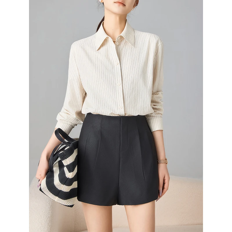 老敏哥 法式条纹衬衫女设计感小众衬衣外套长袖上衣 S04116852