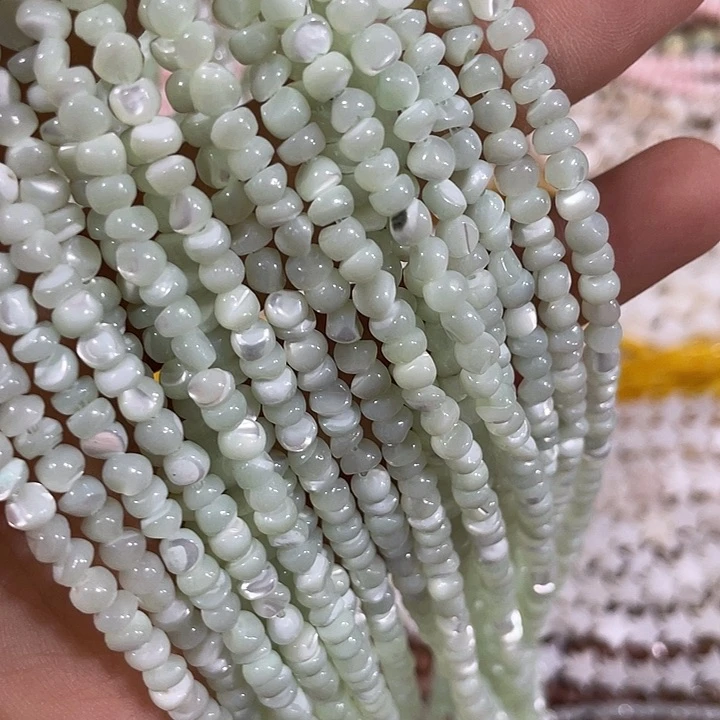 贝壳非金属一条绿色马蹄螺随形小豆豆