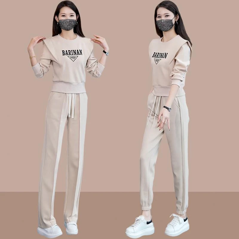 2025年秋季新款女士运动服套装休闲时尚洋派时髦卫衣阔腿裤两件套