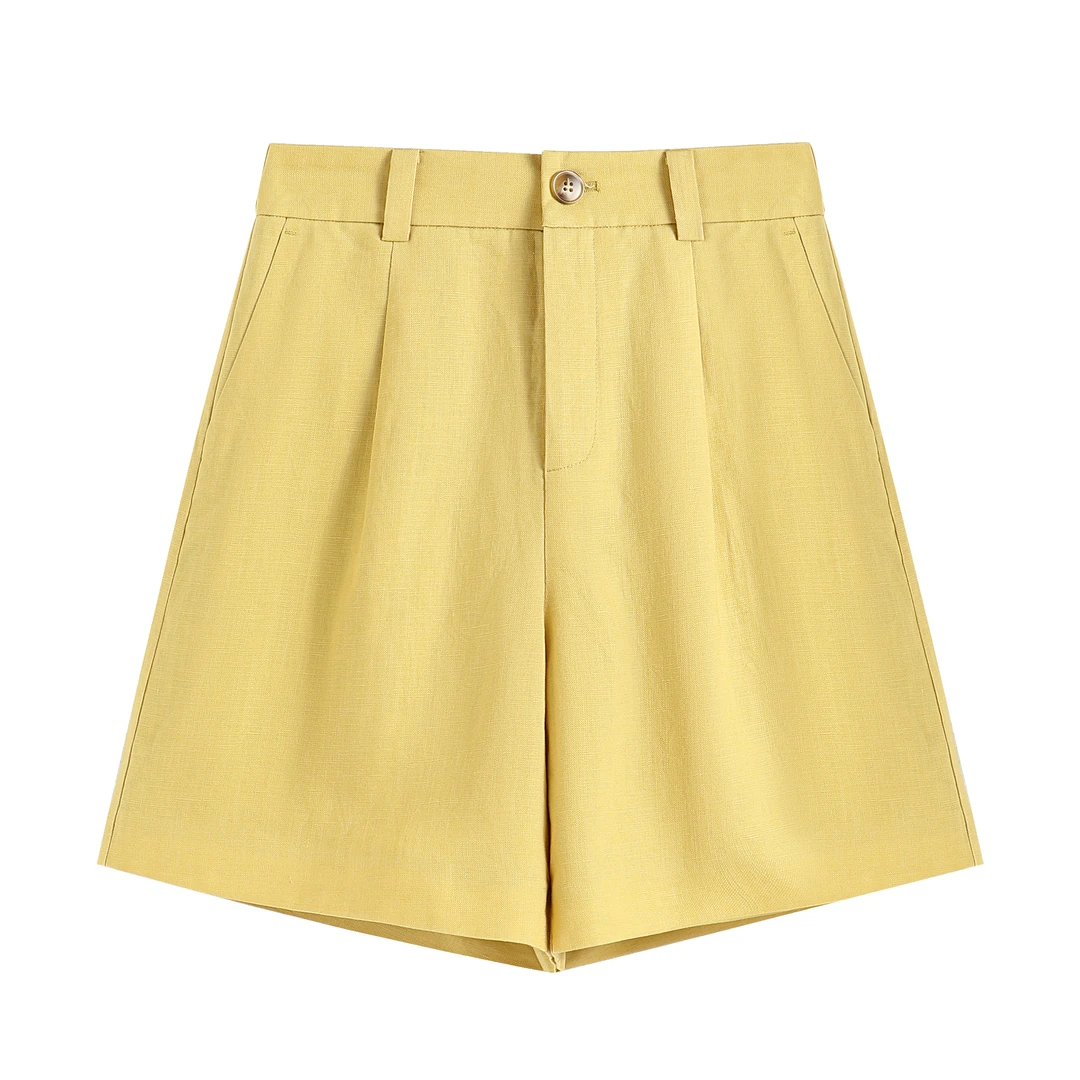 【南油虹姐】夏季新款时尚休闲百搭亚麻短裤小众