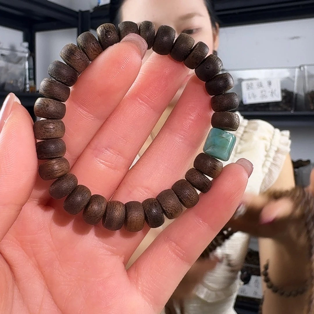 沉香香囊沉香菩萨棋苹果珠单圈卡08发一绿松