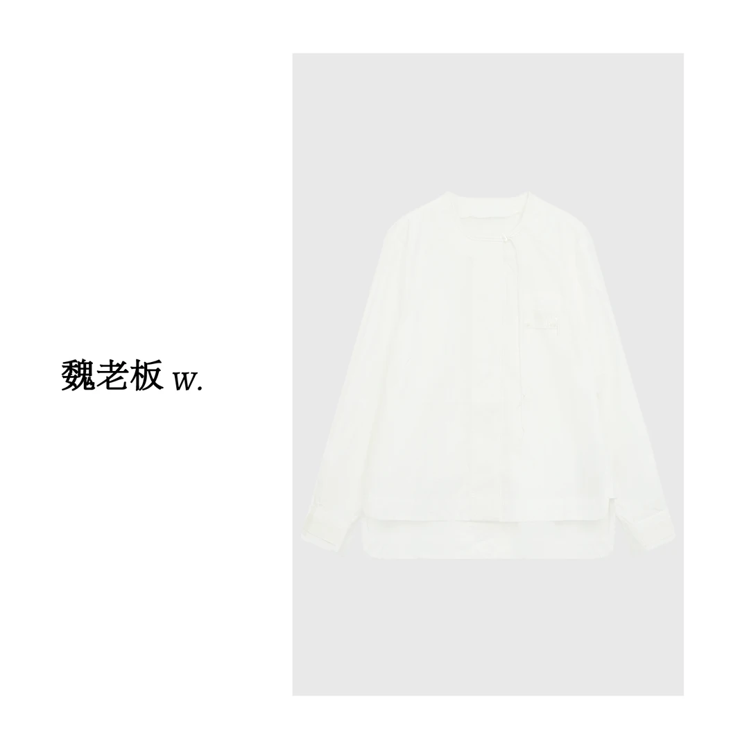 W.Diva【一顾倾城】新国风盘扣侧缝开衩衬衫清冷系衣服1SDMDM056