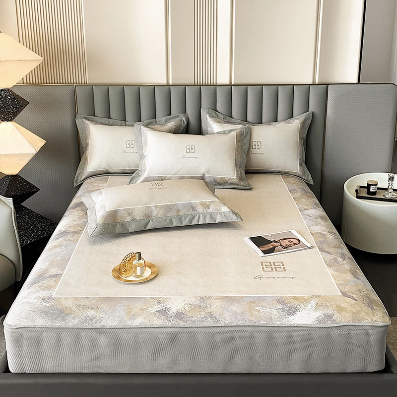 富安娜适用高端夏天冰丝凉席婴儿可用席子床笠款可机洗轻奢软席