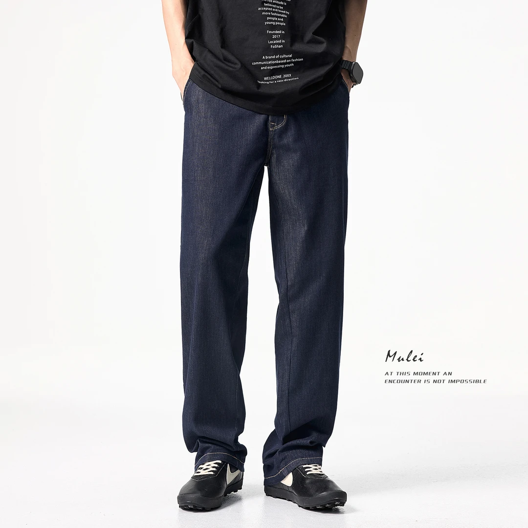 莱赛尔天丝原色直筒牛仔裤男2025夏季新款美式休闲复古宽松阔腿裤