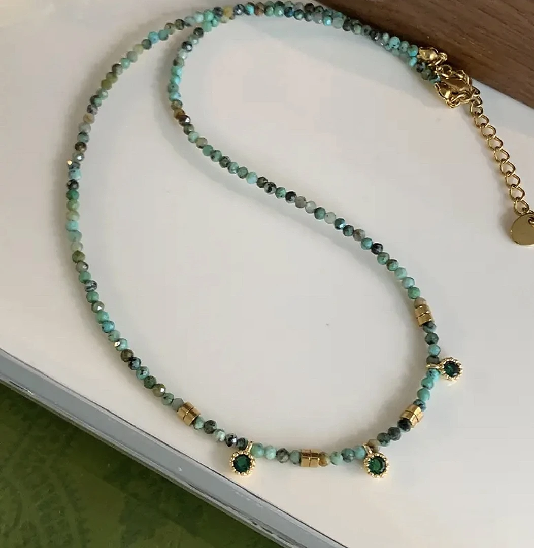 钛钢项链 【A7绿】2mm小点位绿色显白手工不规则串珠项链